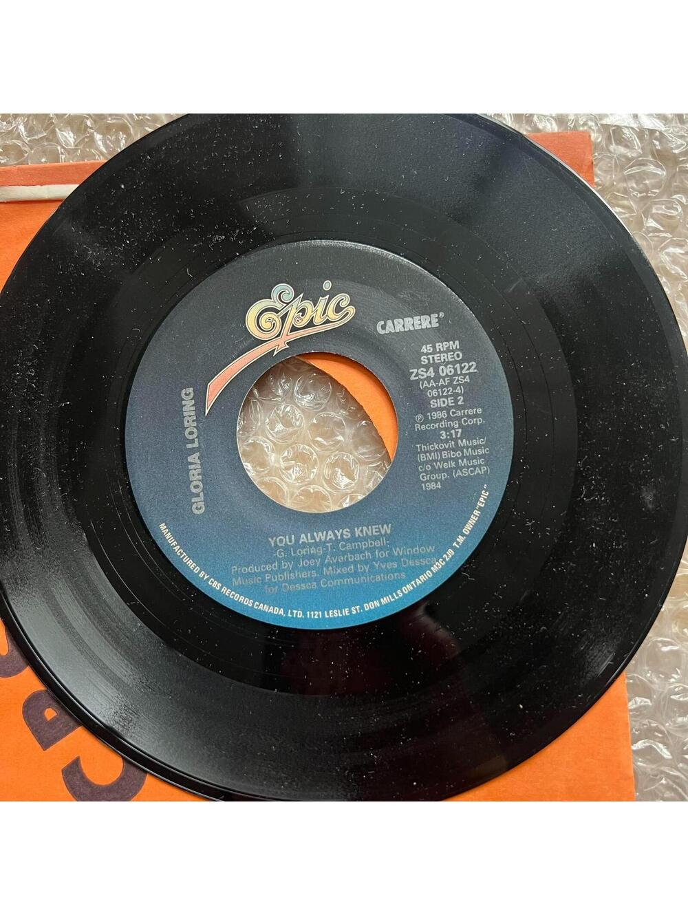 Carl Anderson & Gloria Loring – Friends And Lovers 45rpm 7' Vinyl Record R86